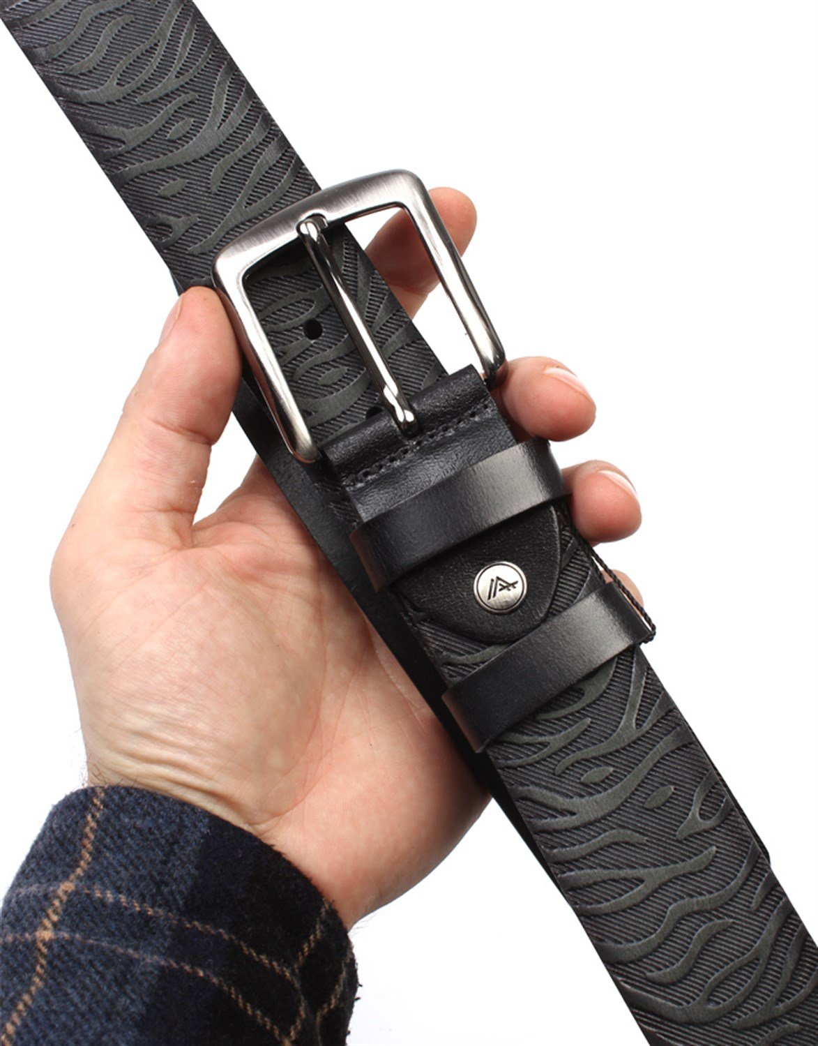 Siyah Hakiki Deri Spor Erkek Kemeri s210