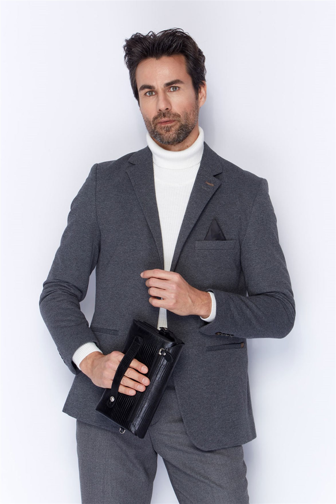 Siyah Lazer Desenli - Deri El Çantası 309