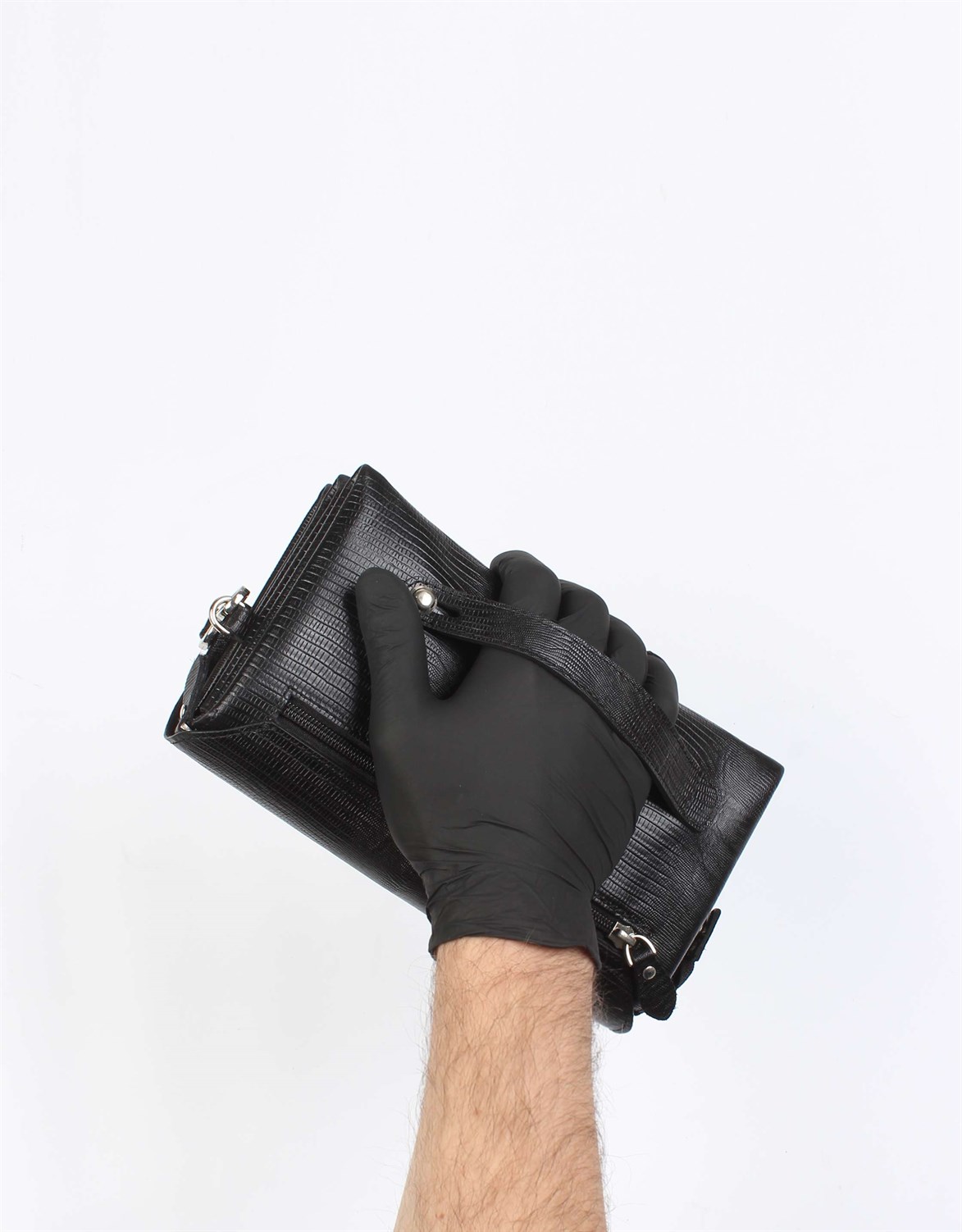 Siyah Lazer Desenli - Deri El Çantası 309