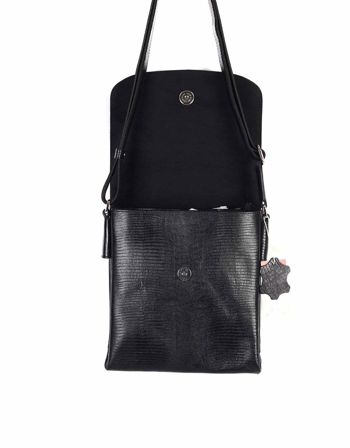 Siyah Lazer Desenli - Omuzdan Askılı Deri Çanta 373