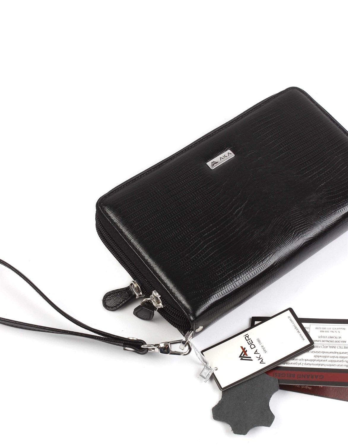 Siyah Lazer Desenli - Deri El Çantası 331