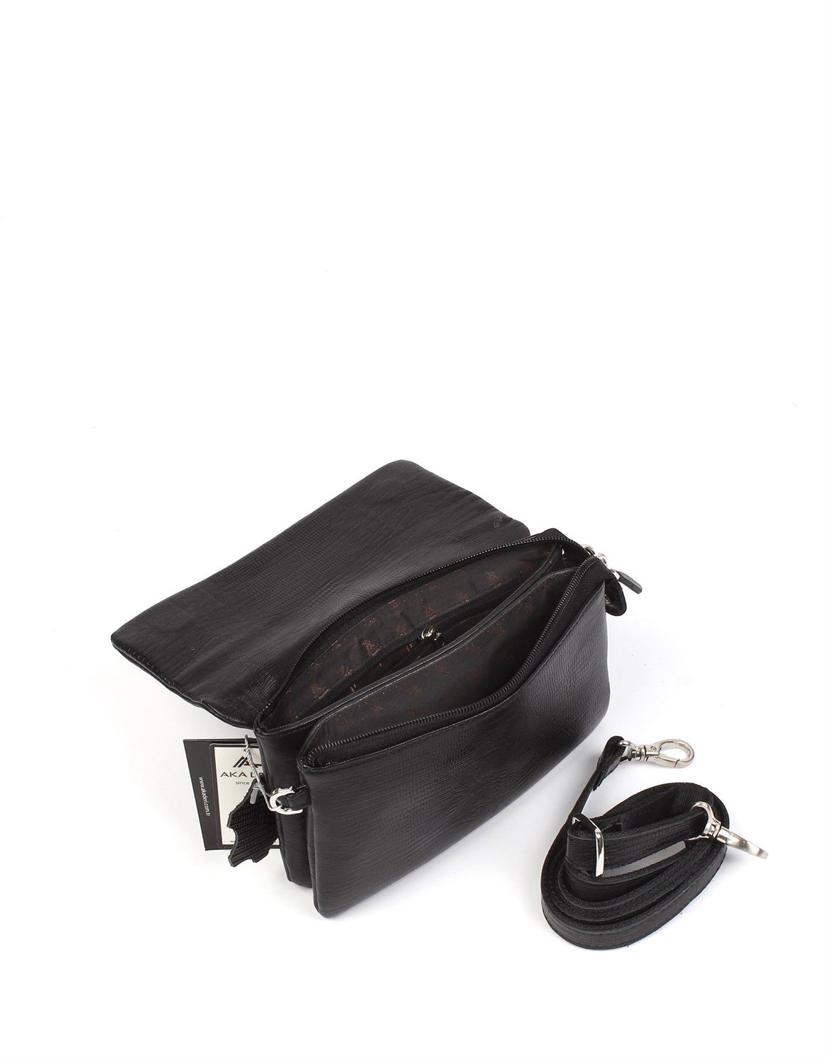 Siyah Lazer Desenli - Deri El Çantası 337