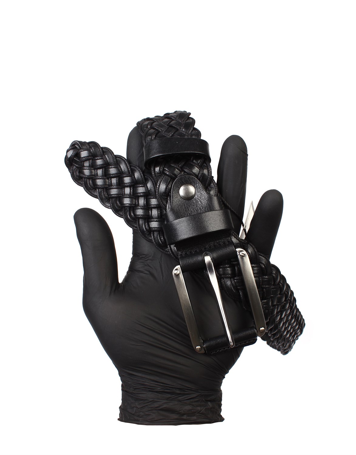 Siyah Örgülü Spor Deri Kemer