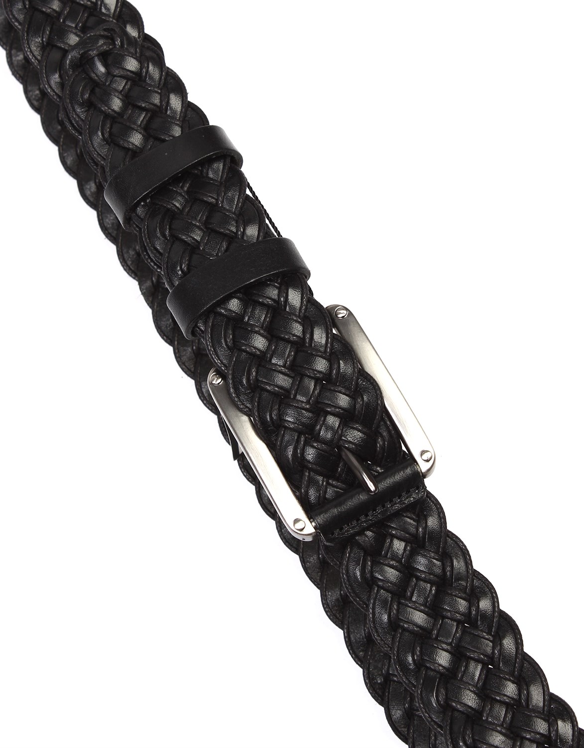 Siyah Örgülü Spor Deri Kemer