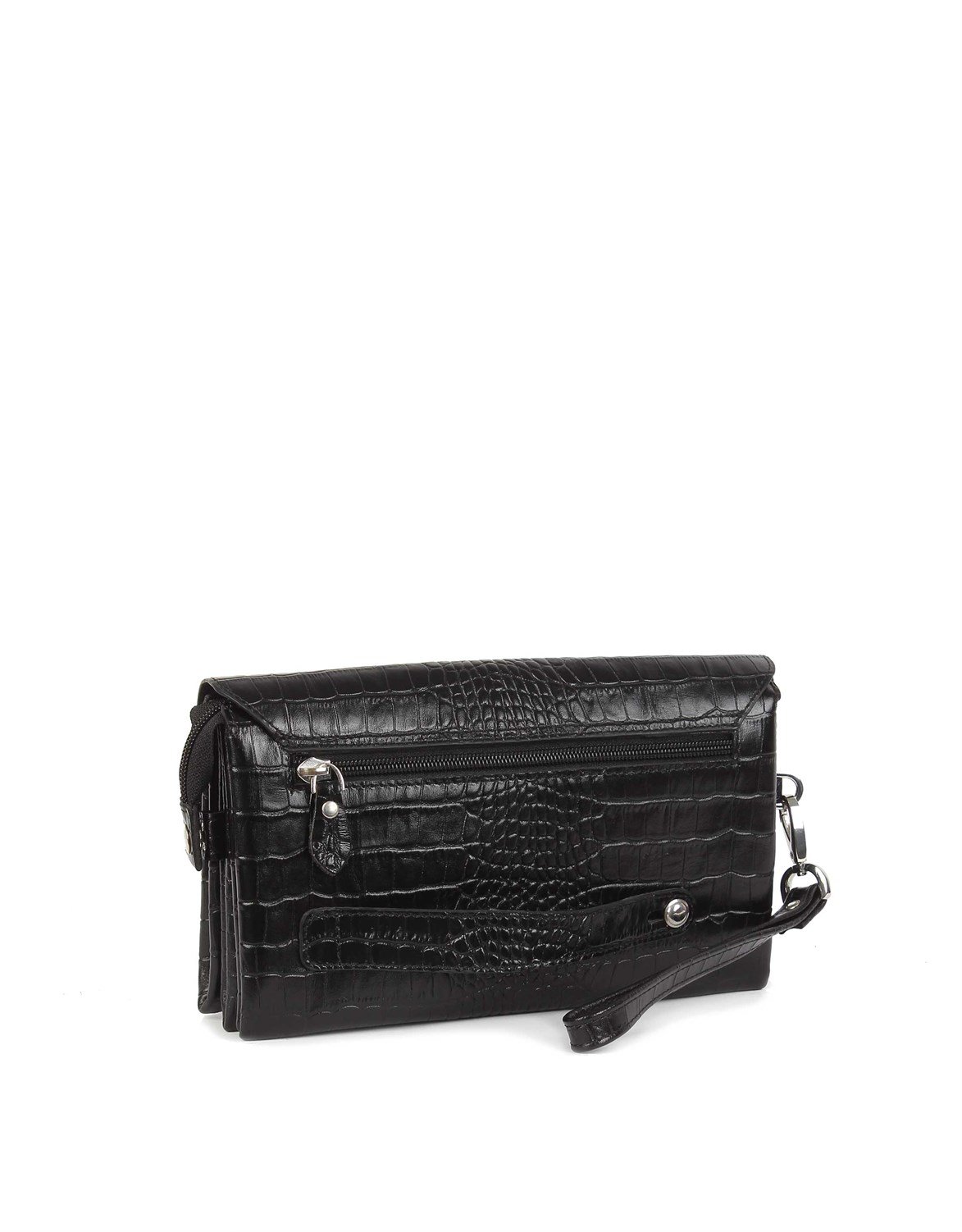 Siyah Timsah Desenli - Deri El Çantası 309