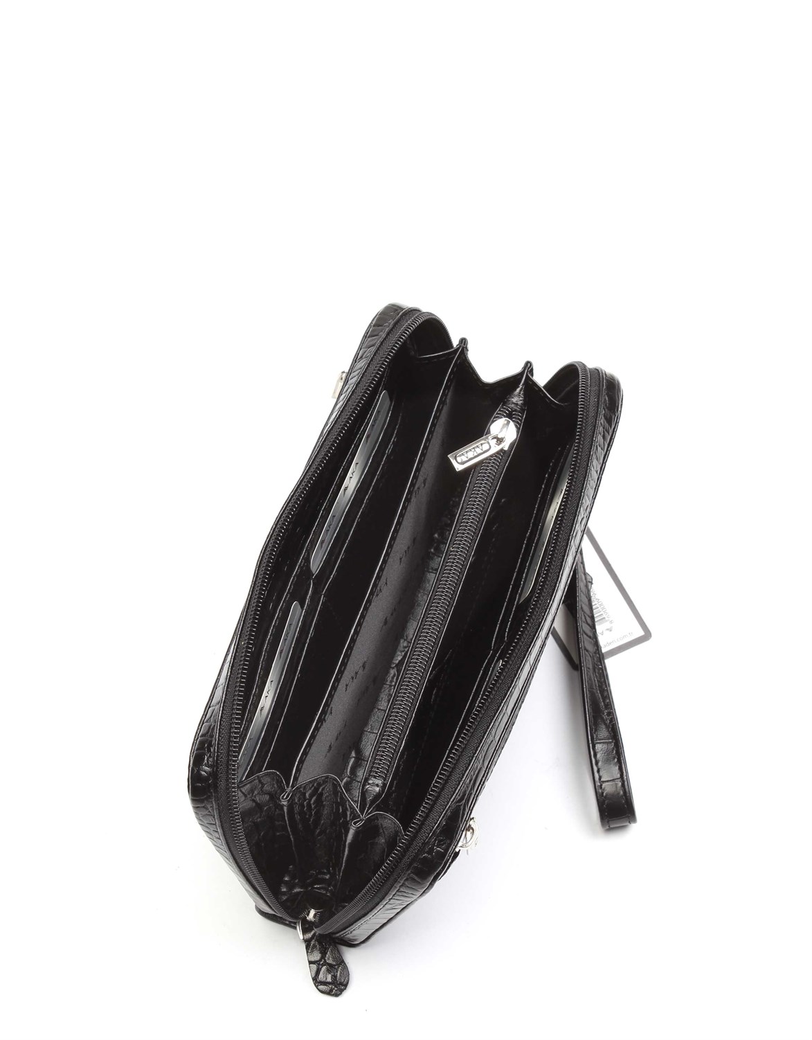 Siyah Timsah Desenli - Deri El Çantası 333