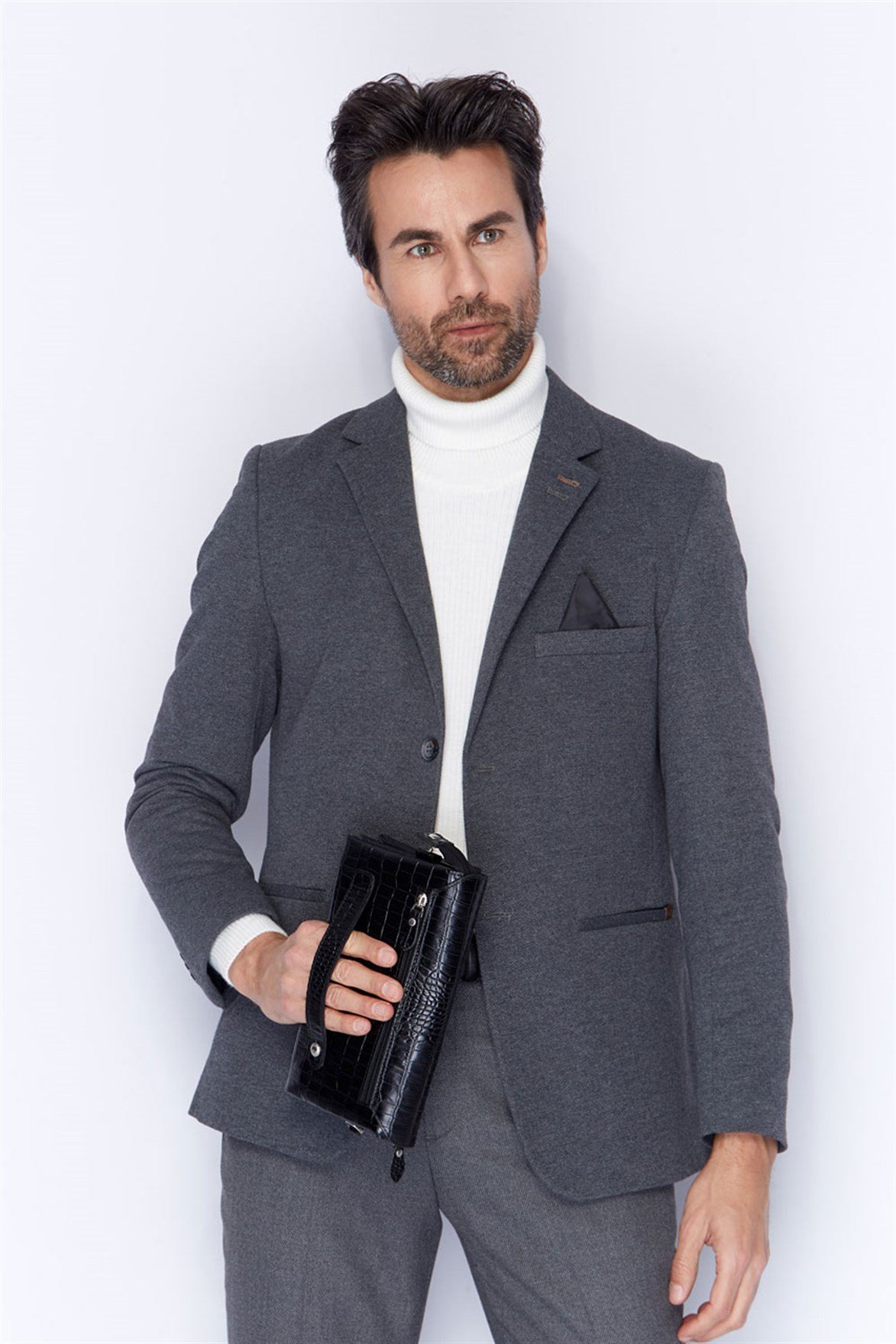 Siyah Timsah Desenli - Deri El Çantası 309