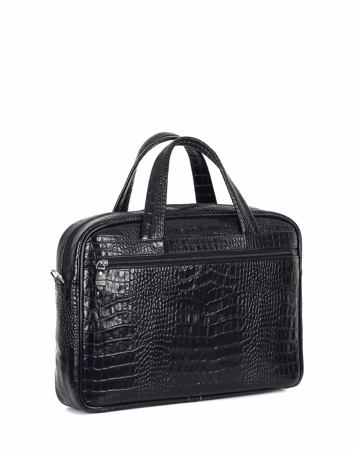 Siyah Timsah Desenli - Deri Evrak Çantası 251