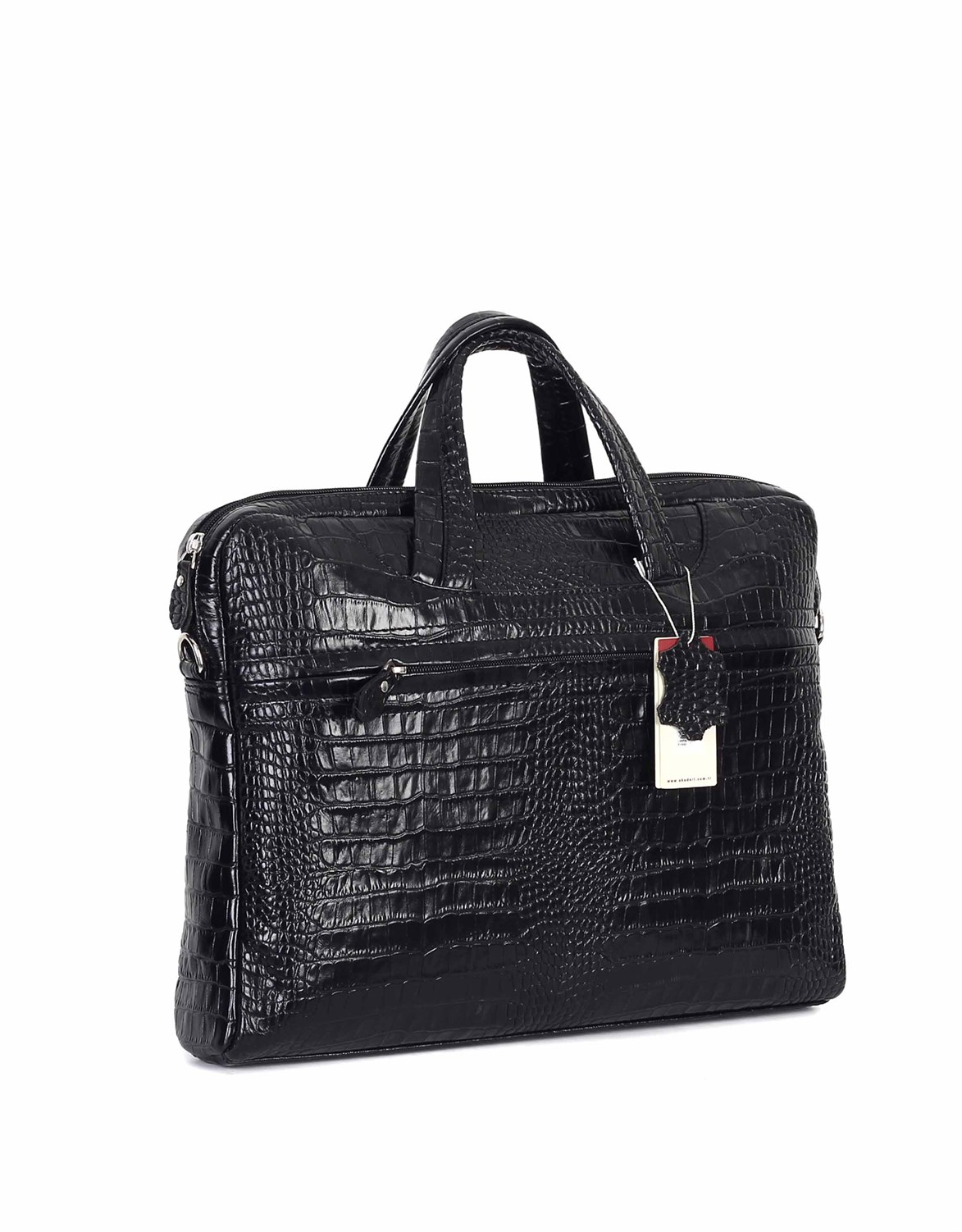 Siyah Timsah Desenli - Deri Evrak Çantası 298