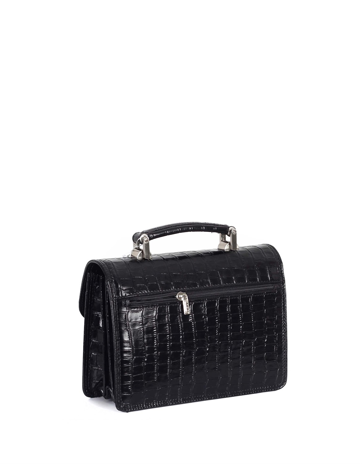 Siyah Timsah Desenli - Deri Portföy Çantası 164