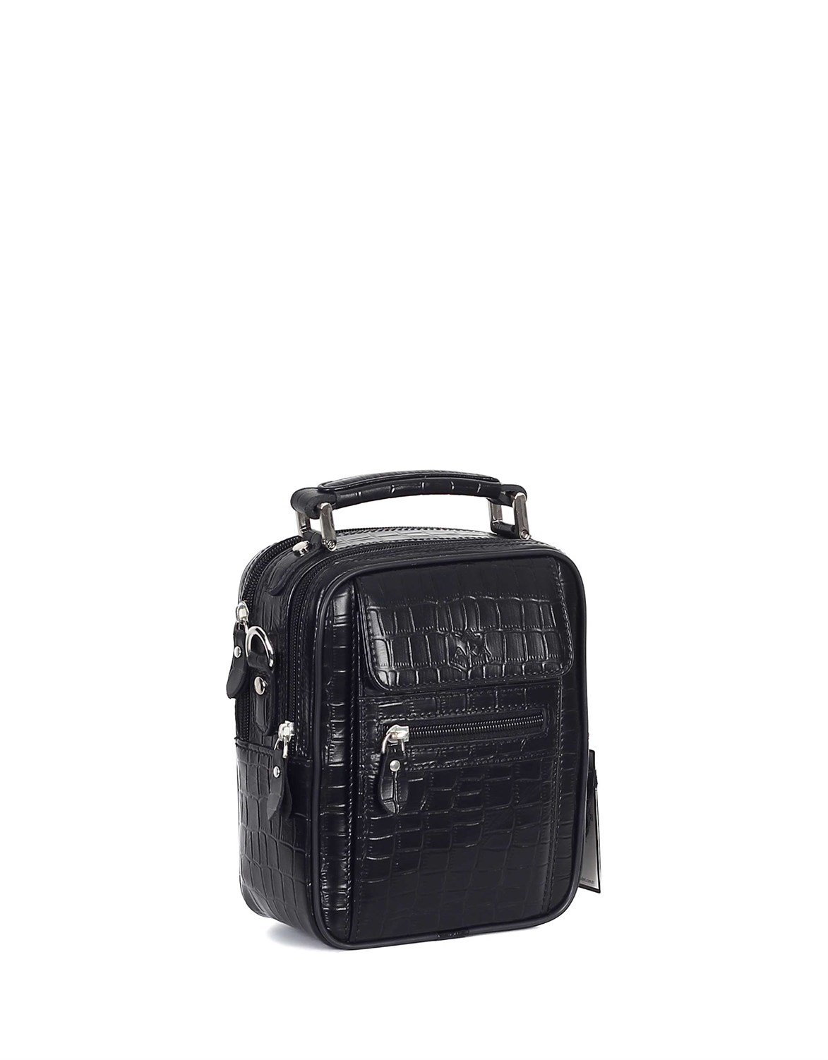 Siyah Timsah Desenli - Deri Portföy Çantası 395