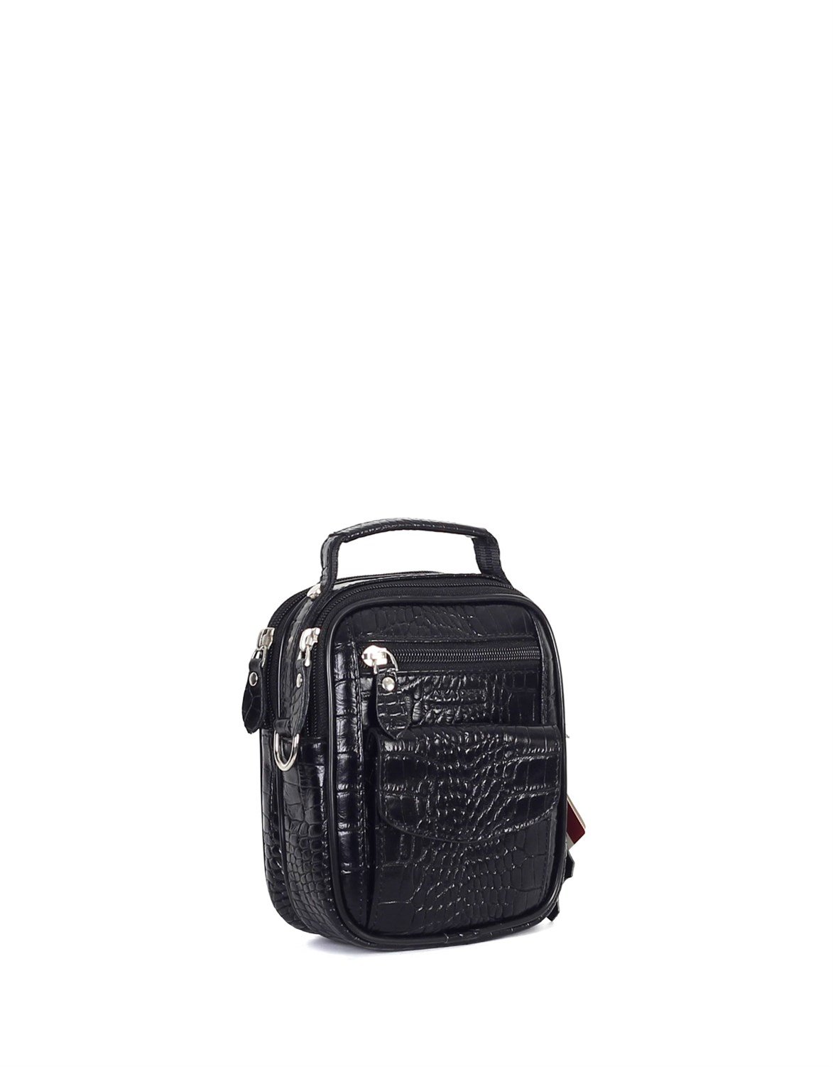 Siyah Timsah Desenli - Deri Portföy Çantası 356