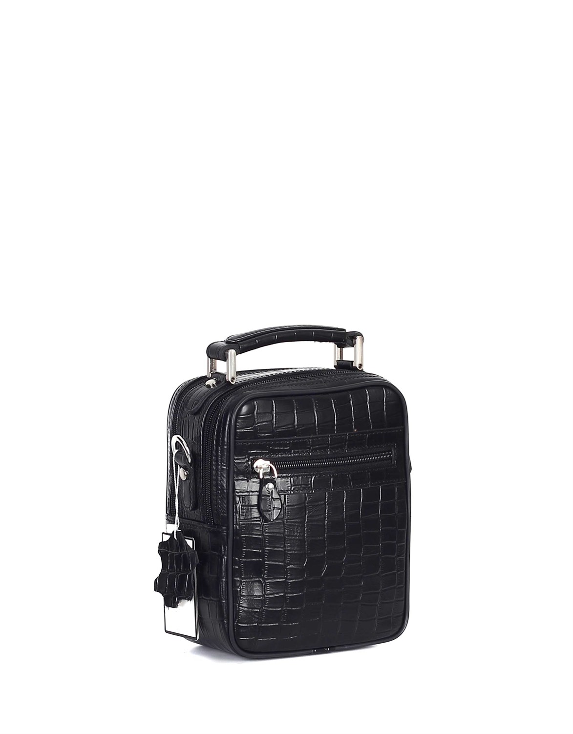 Siyah Timsah Desenli - Deri Portföy Çantası 395