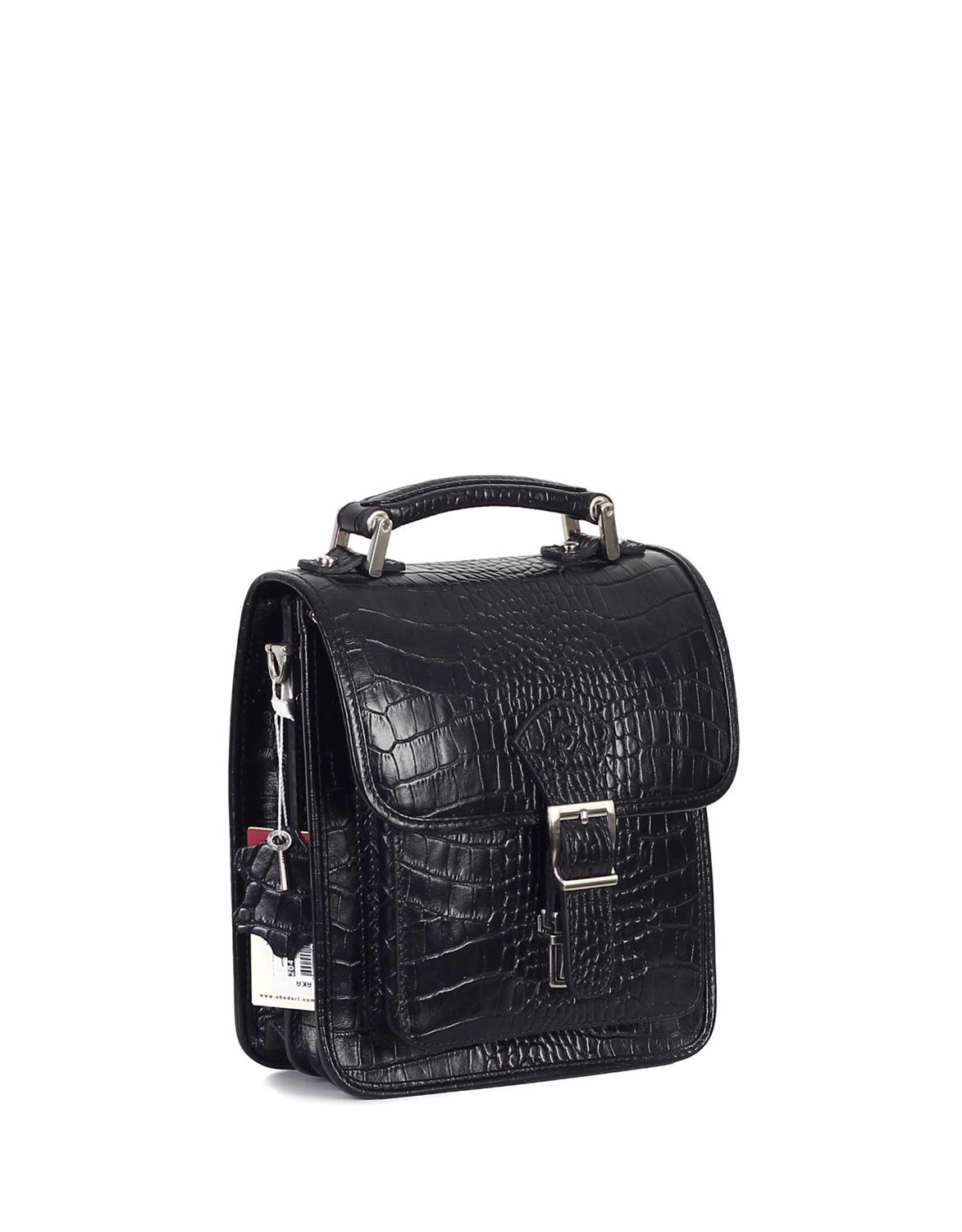 Siyah Timsah Desenli - Deri Portföy Çantası 204