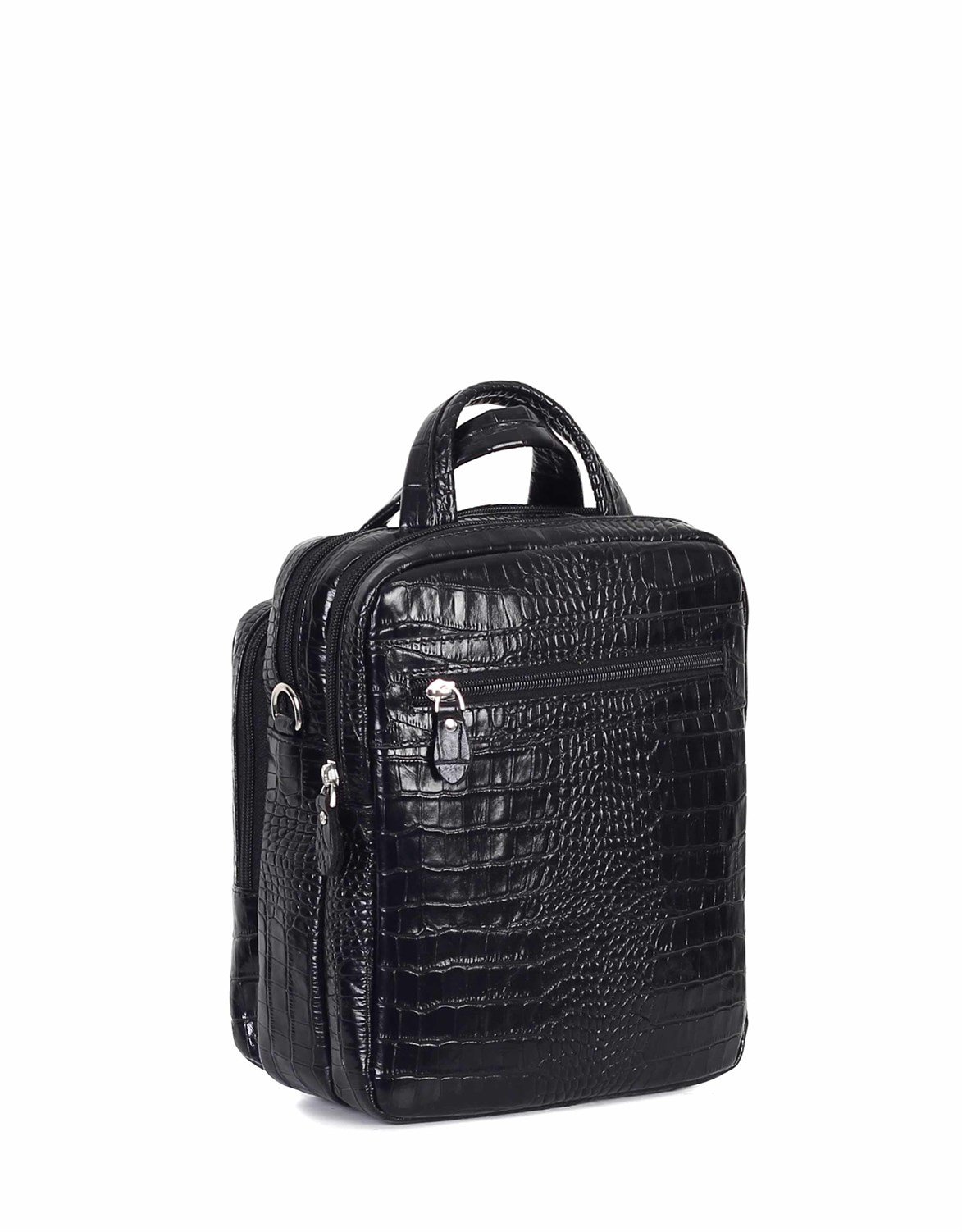 Siyah Timsah Desenli - Deri Portföy Çantası 302