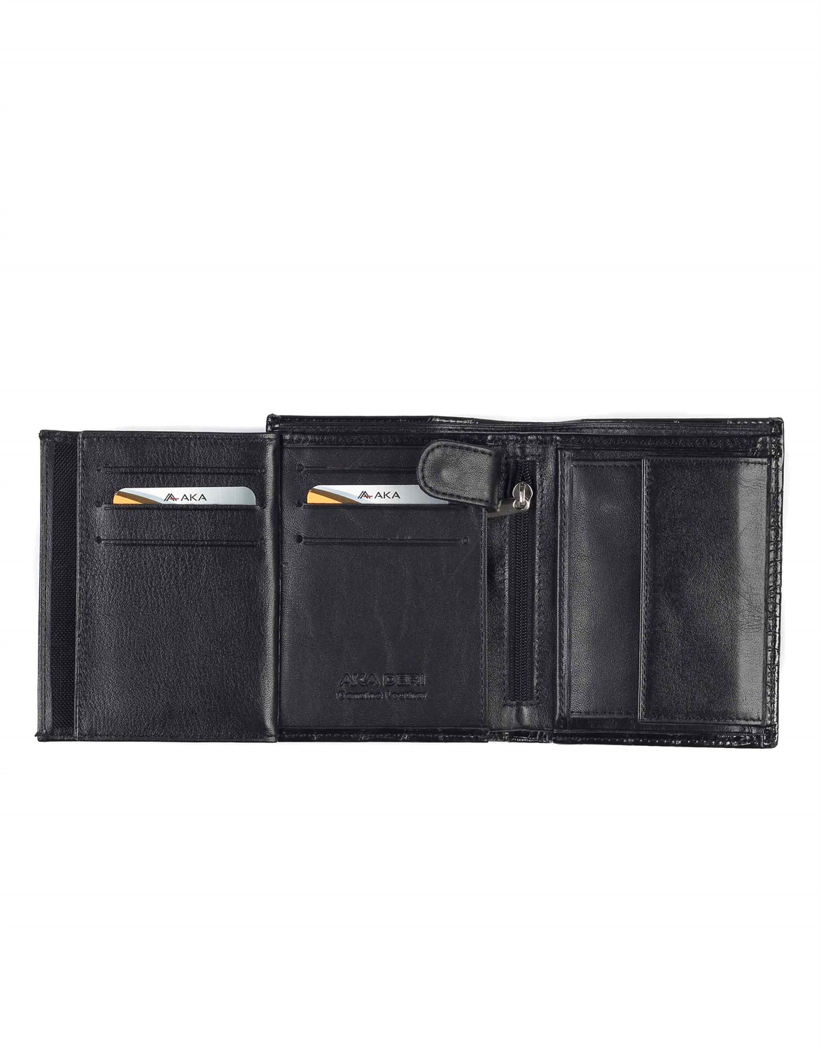 Siyah Timsah Desenli - Orta  Boy Deri Erkek Cüzdanı 628