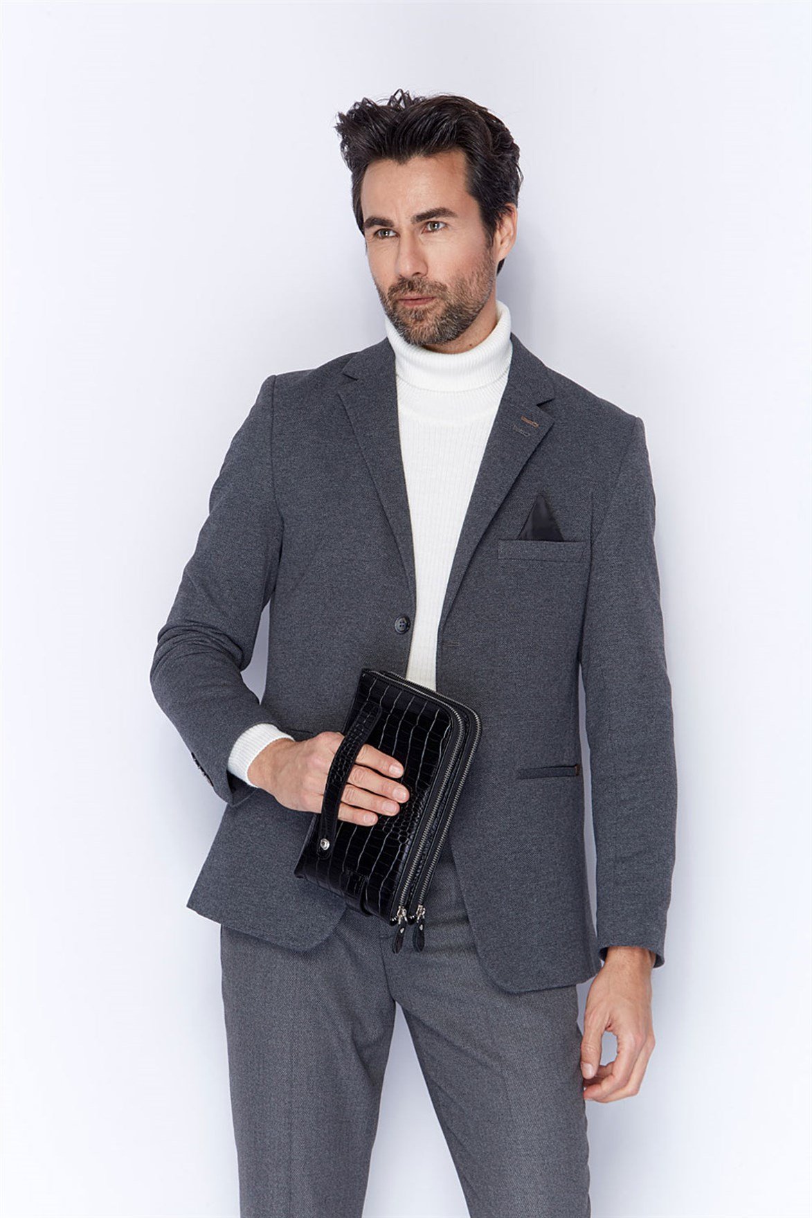 Siyah Timsah Desenli -Deri El Çantası 363