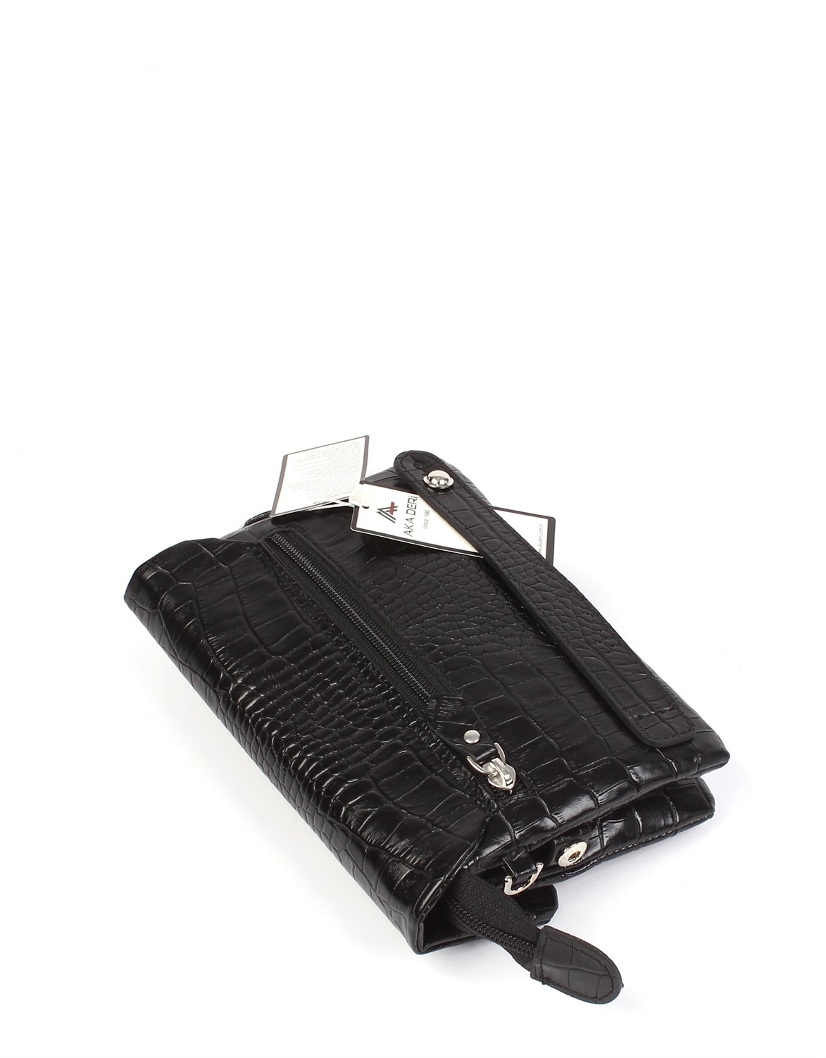 Siyah Timsah Desenli - Deri El Çantası 337