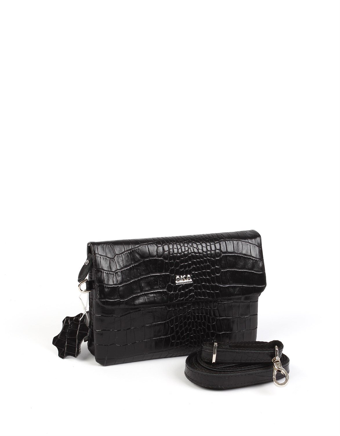 Siyah Timsah Desenli - Deri El Çantası 337