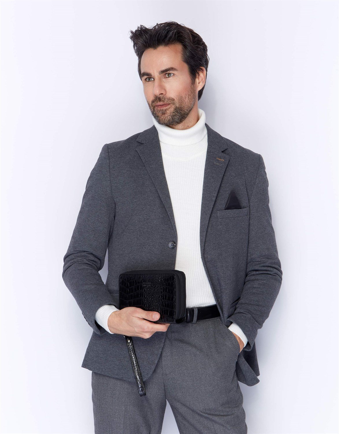 Siyah Timsah Desenli - Deri El Çantası 331