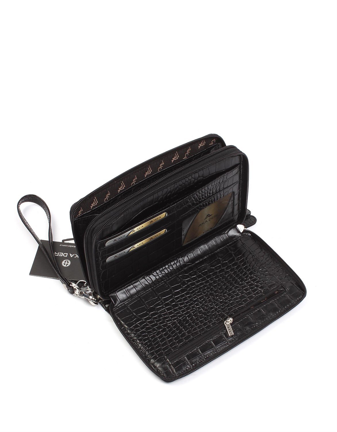 Siyah Timsah Desenli - Deri El Çantası 331