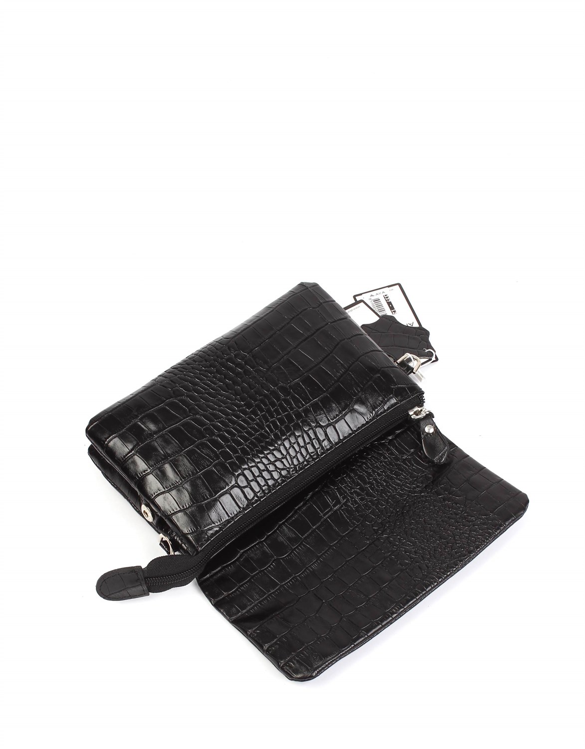 Siyah Timsah Desenli - Deri El Çantası 337