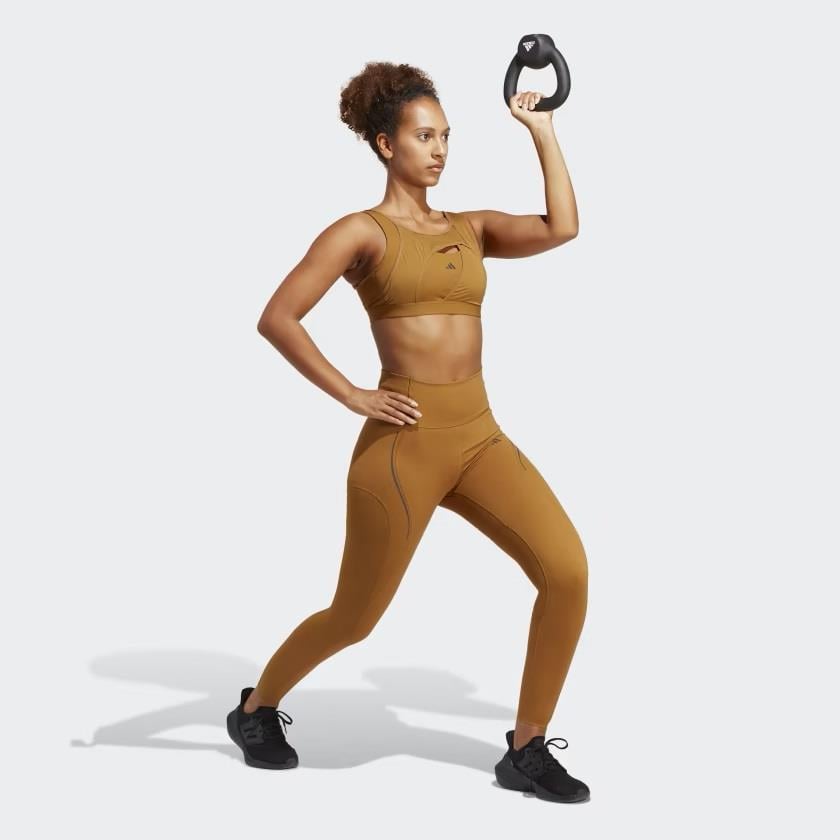 Adidas HR9733 Powerimpact Luxe Medium Kahverengi Kadın Sporcu Sütyeni