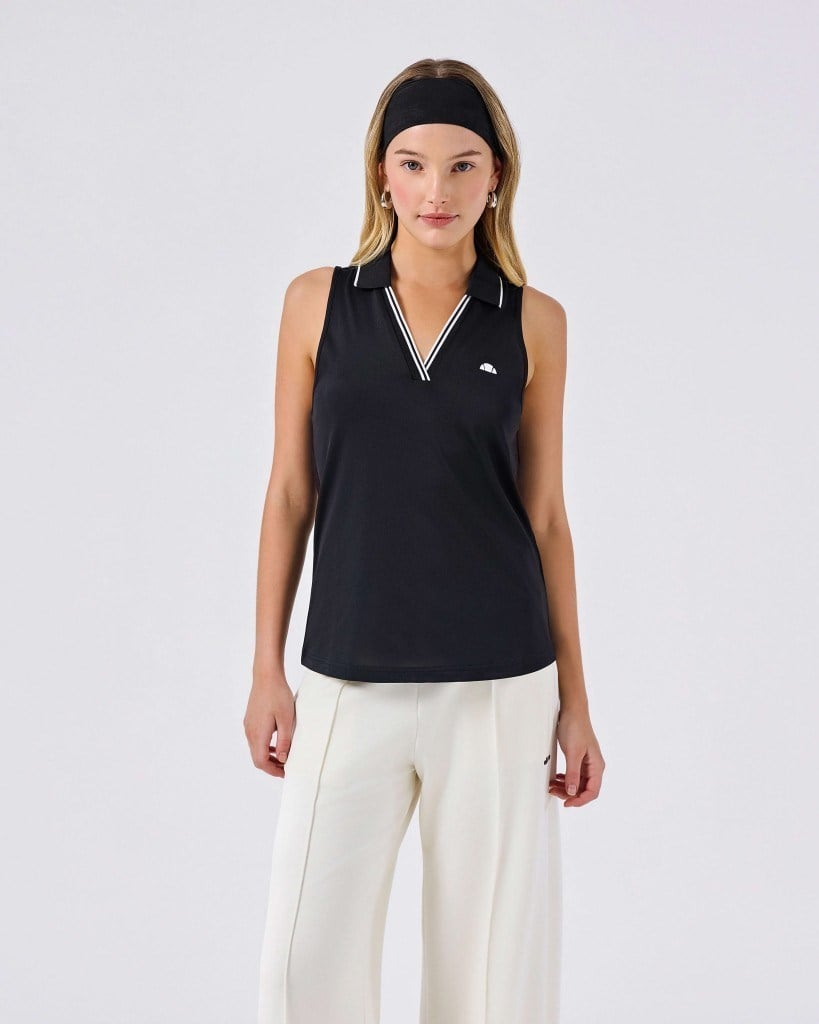 Ellesse 6SF5040-BK Kadın Polo Yaka Kolsuz Tişört - Siyah