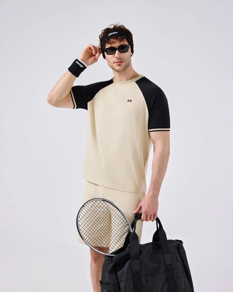 Ellesse 6SM5013-BG Erkek Tişört - Bej/Siyah