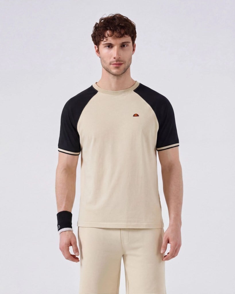 Ellesse 6SM5013-BG Erkek Tişört - Bej/Siyah