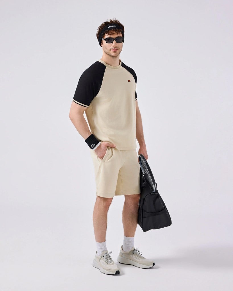 Ellesse 6SM5013-BG Erkek Tişört - Bej/Siyah