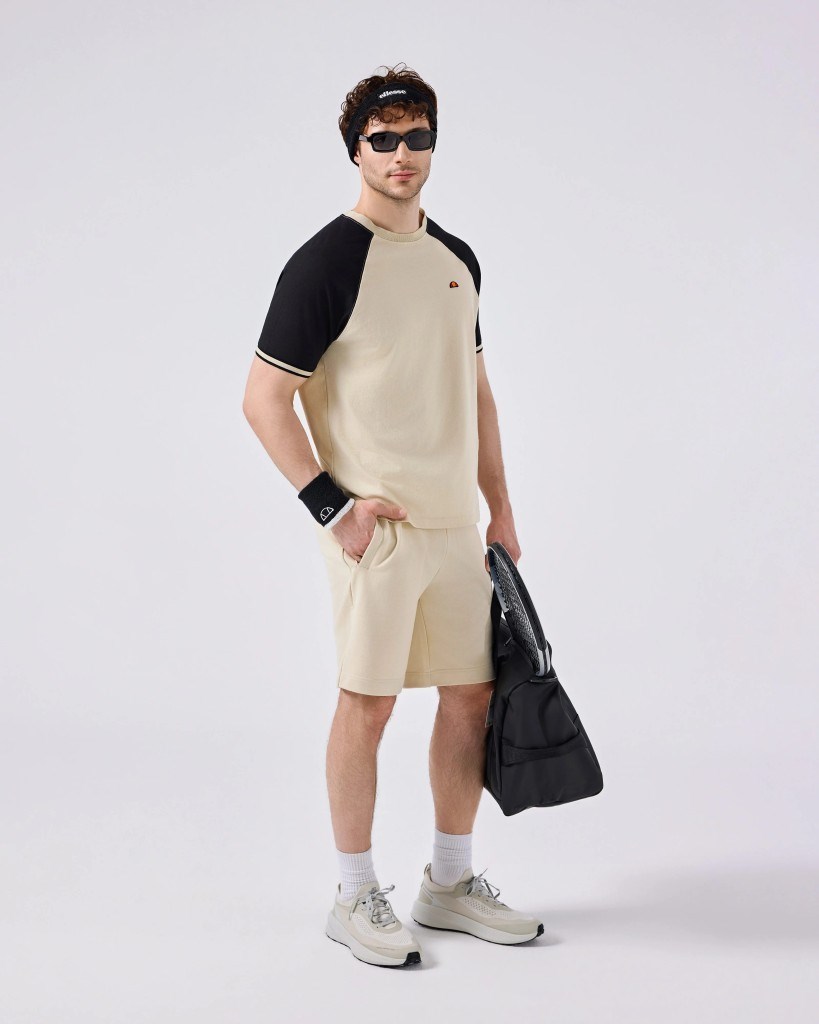 Ellesse 6SM5013-BG Erkek Tişört - Bej/Siyah