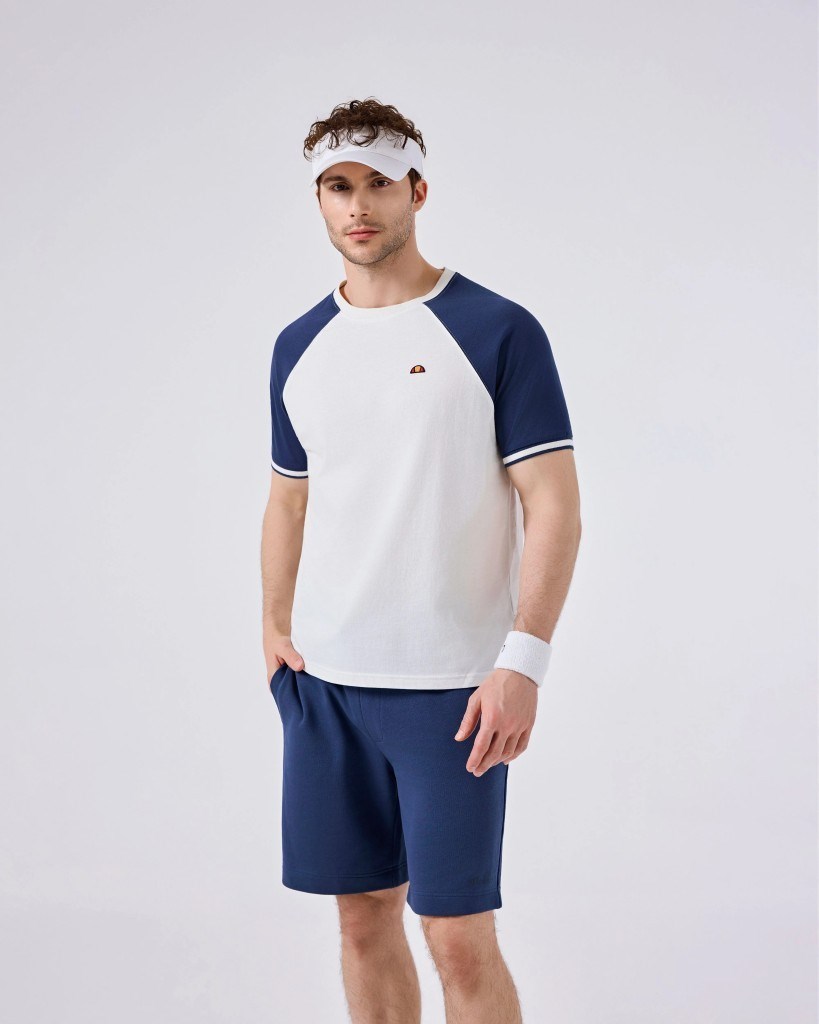 Ellesse 6SM5013-OF Erkek Tişört - Kırık Beyaz/Lacivert