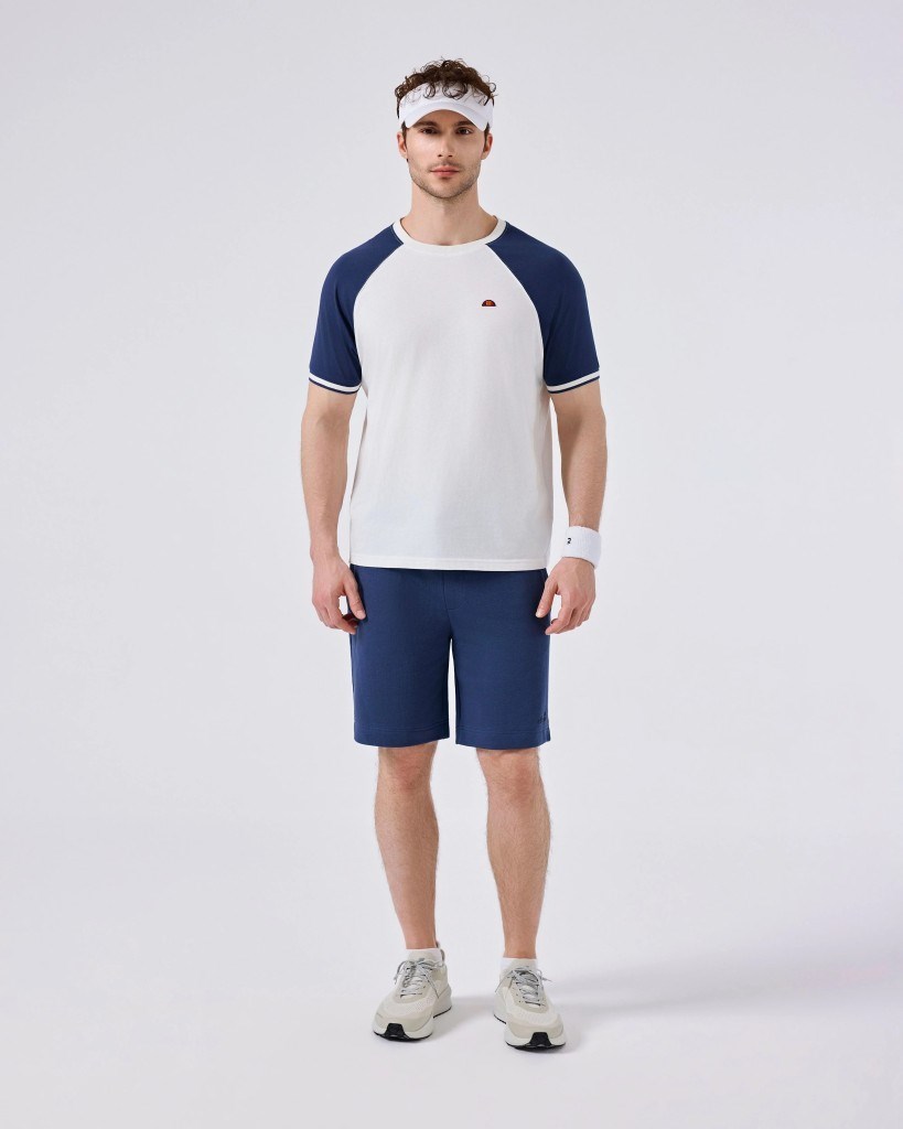 Ellesse 6SM5013-OF Erkek Tişört - Kırık Beyaz/Lacivert