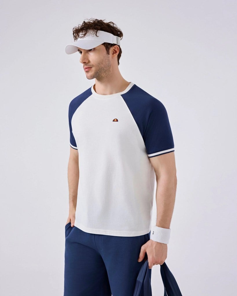 Ellesse 6SM5013-OF Erkek Tişört - Kırık Beyaz/Lacivert