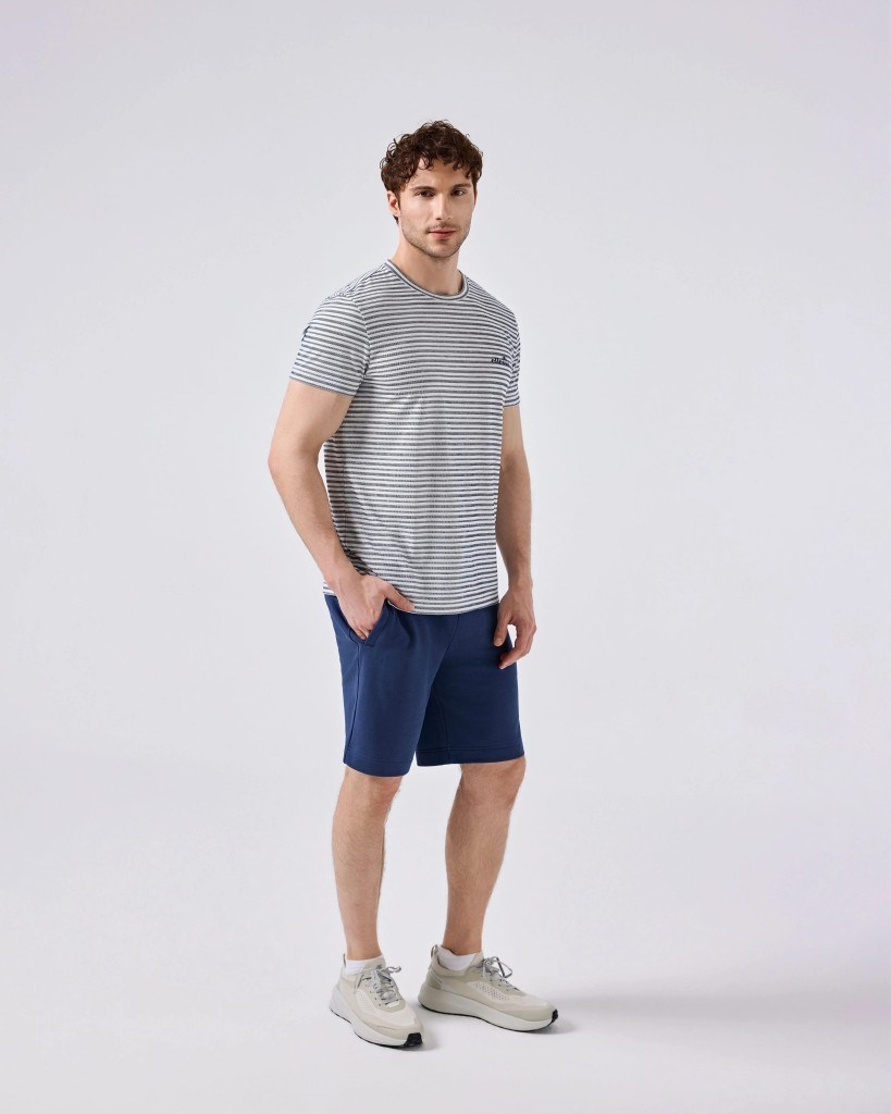 Ellesse 6SM5021-NV Erkek Tişört - Beyaz/Lacivert
