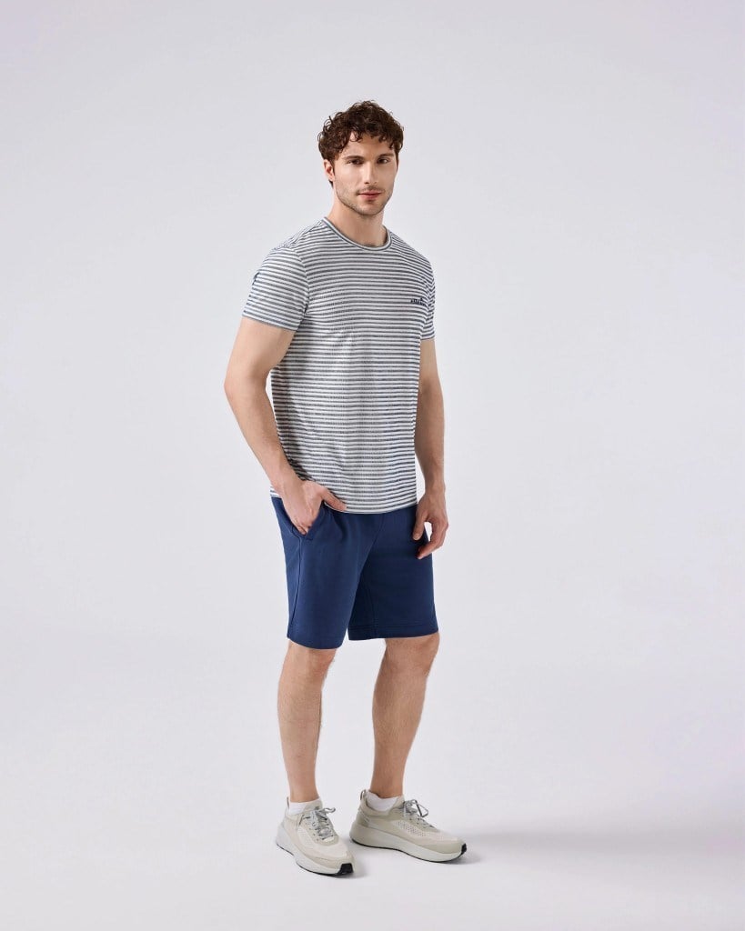 Ellesse 6SM5021-NV Erkek Tişört - Beyaz/Lacivert