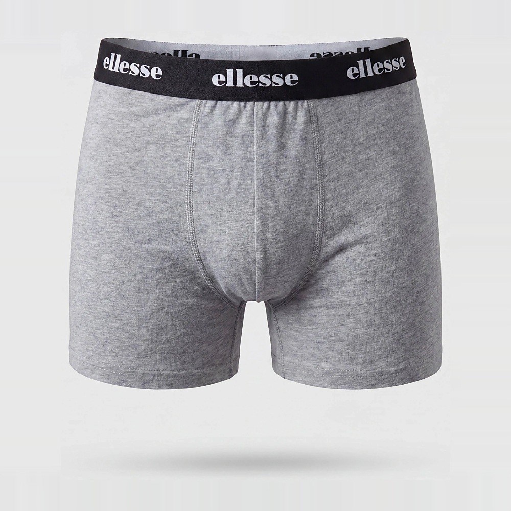 Ellesse 6SM9002-MLT Erkek 3'lü Pamuklu Boxer Seti - Siyah/Lacivert/Gri