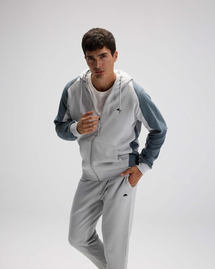Ellesse EM560 Erkek Gri Fermuarlı Kapüşonlu Gri Sweat