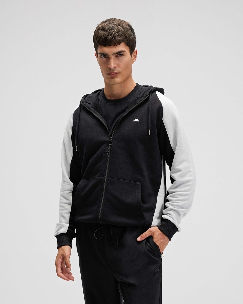 Ellesse EM560 Erkek Siyah Fermuarlı Kapüşonlu Siyah Sweat