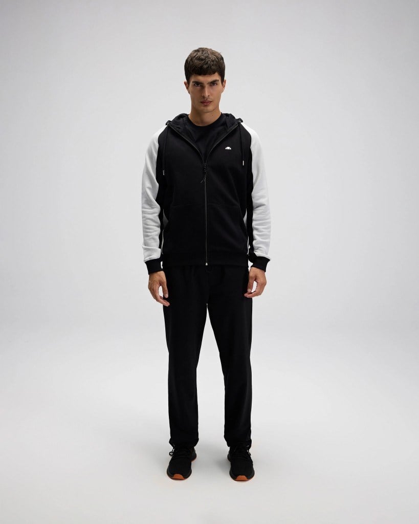 Ellesse EM560 Erkek Siyah Fermuarlı Kapüşonlu Siyah Sweat