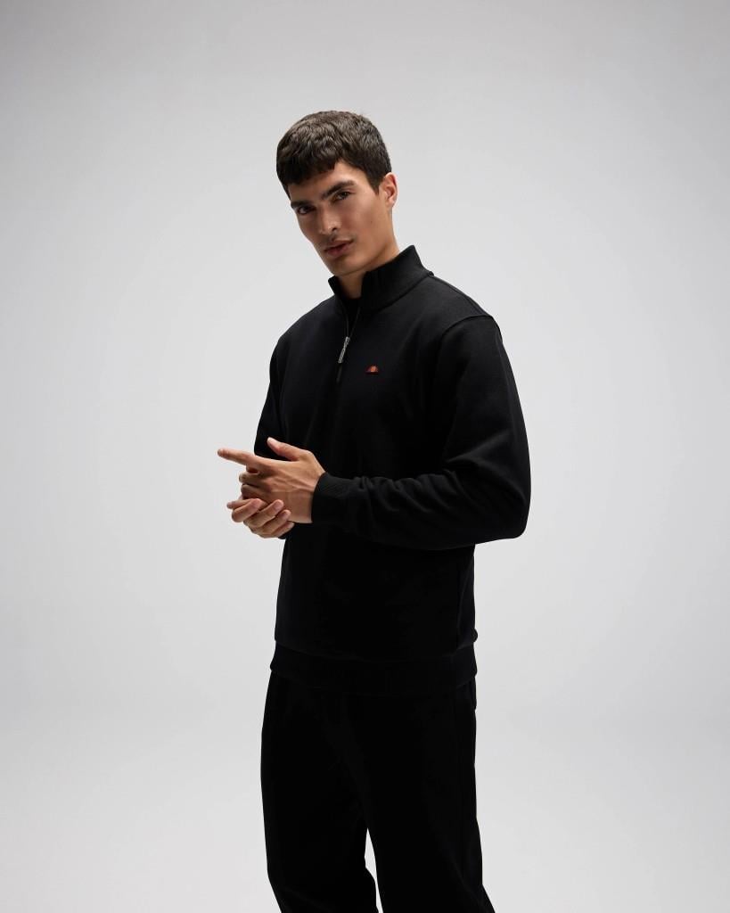 Ellesse EM580-BK Erkek Yarım Fermuarlı Siyah Sweat