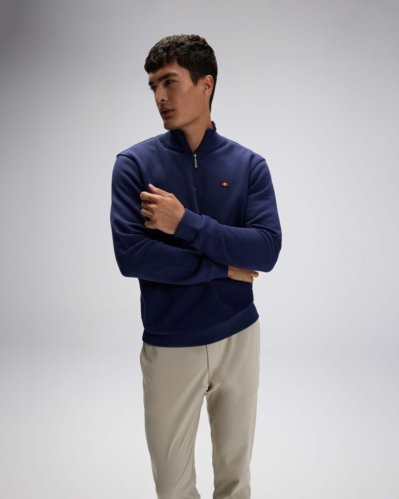 Ellesse EM580-NV Erkek Lacivert Yarım Fermuarlı Sweat
