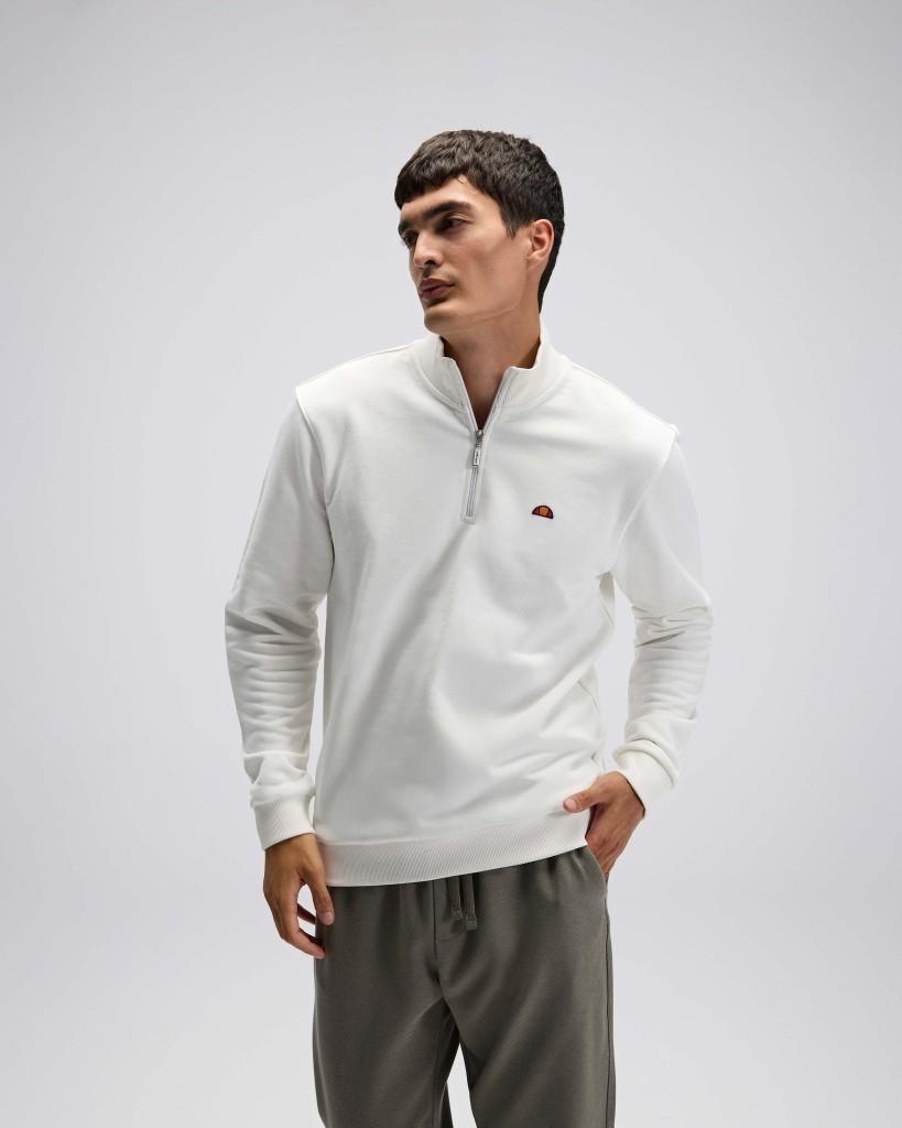 Ellesse EM580-OF Erkek Yarım Fermuarlı Beyaz Sweat