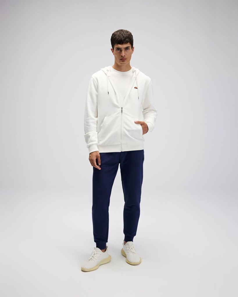Ellesse EM581 Erkek Beyaz Önden Fermuarlı Sweat