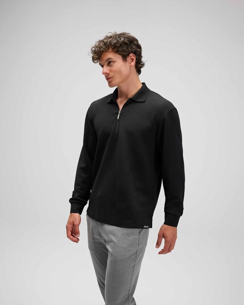 ELLESSE EM601-BK-BLACK-POLO SWEATSHIRT