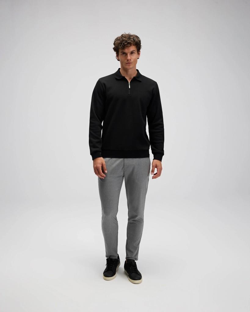 ELLESSE EM602-BK Erkek Siyah Yarım Fermuarlı Polo Sweat