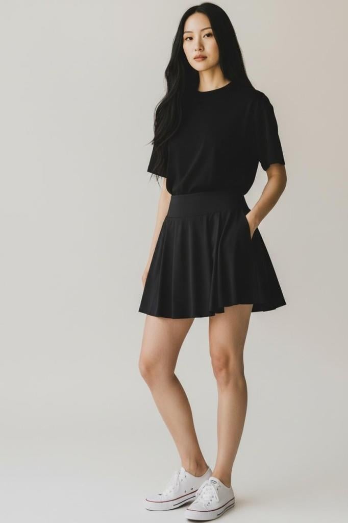 Exuma 1524005 Kadın Siyah Şort Etek