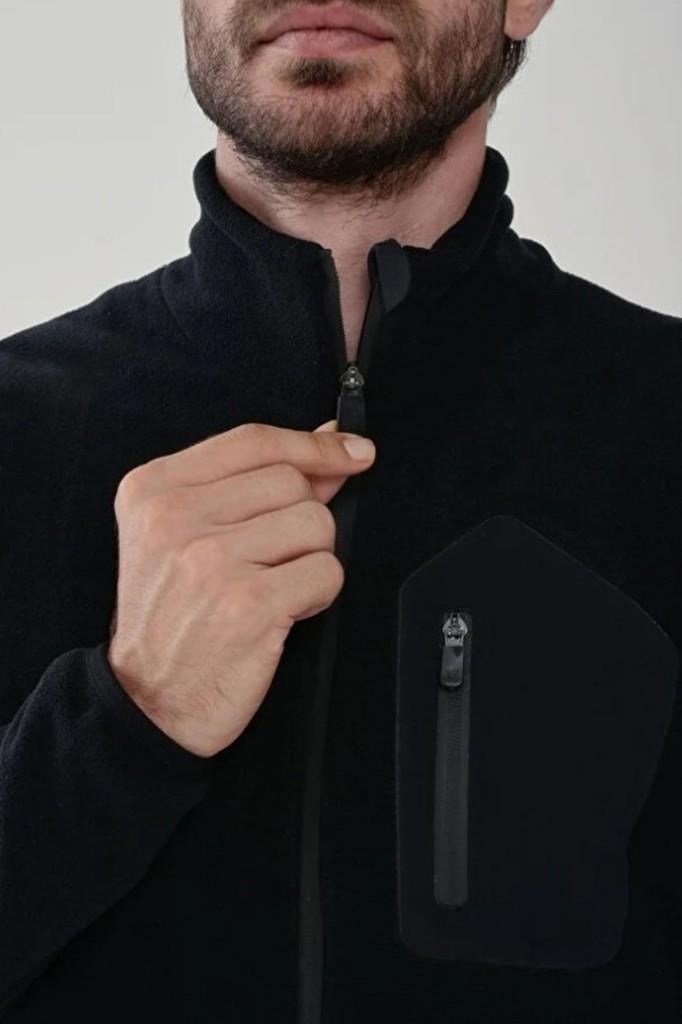 Exuma 2312003 Erkek Tam Fermuarlı Polar Siyah