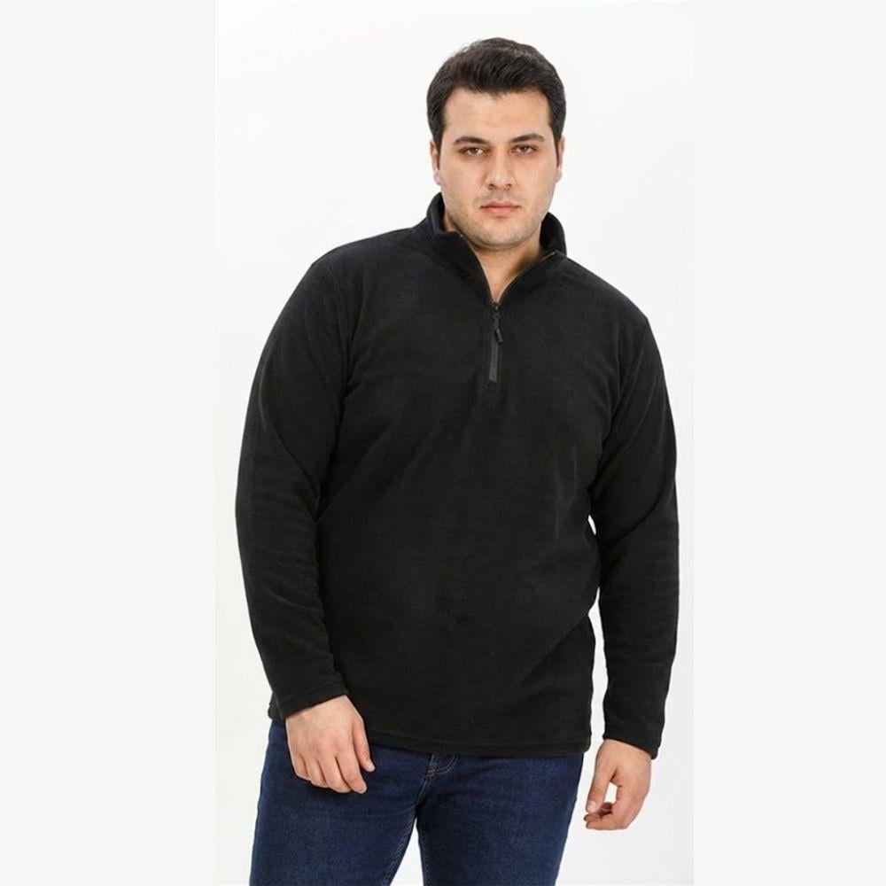 Exuma Erkek Büyük Beden Yarım Fermuarlı Polar 2312001 - Siyah